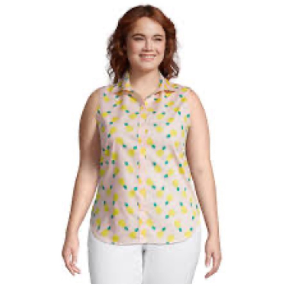 Lands End Pineapple Sleeveless Blouse - Picture 1 of 4